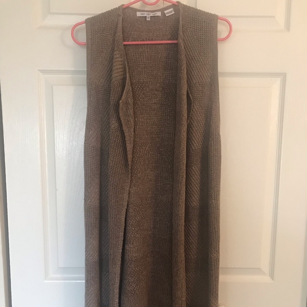 Casual long knitted cardigan vest